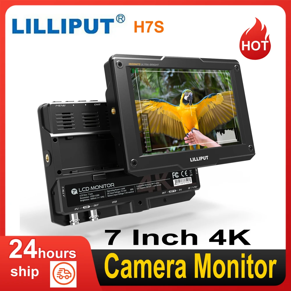 7 Inch 4K Ultra Brightness On-Camera Monitor with Full HD Resolution 1800nit Sunlight Viewable 4K-HDMI & 3G-SDI