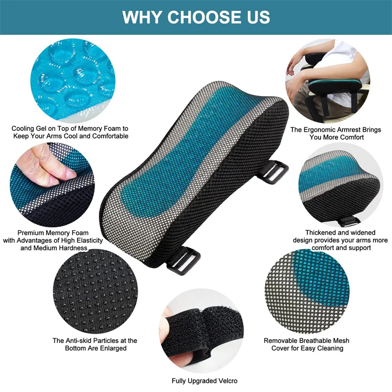 Description Picture 4 of itemOffice Game Chair Armrest Pad Elbow Pillow Comfortable Support Cushion Memory Foam Inner Core Sofa Cushion for Home Armrest Mat