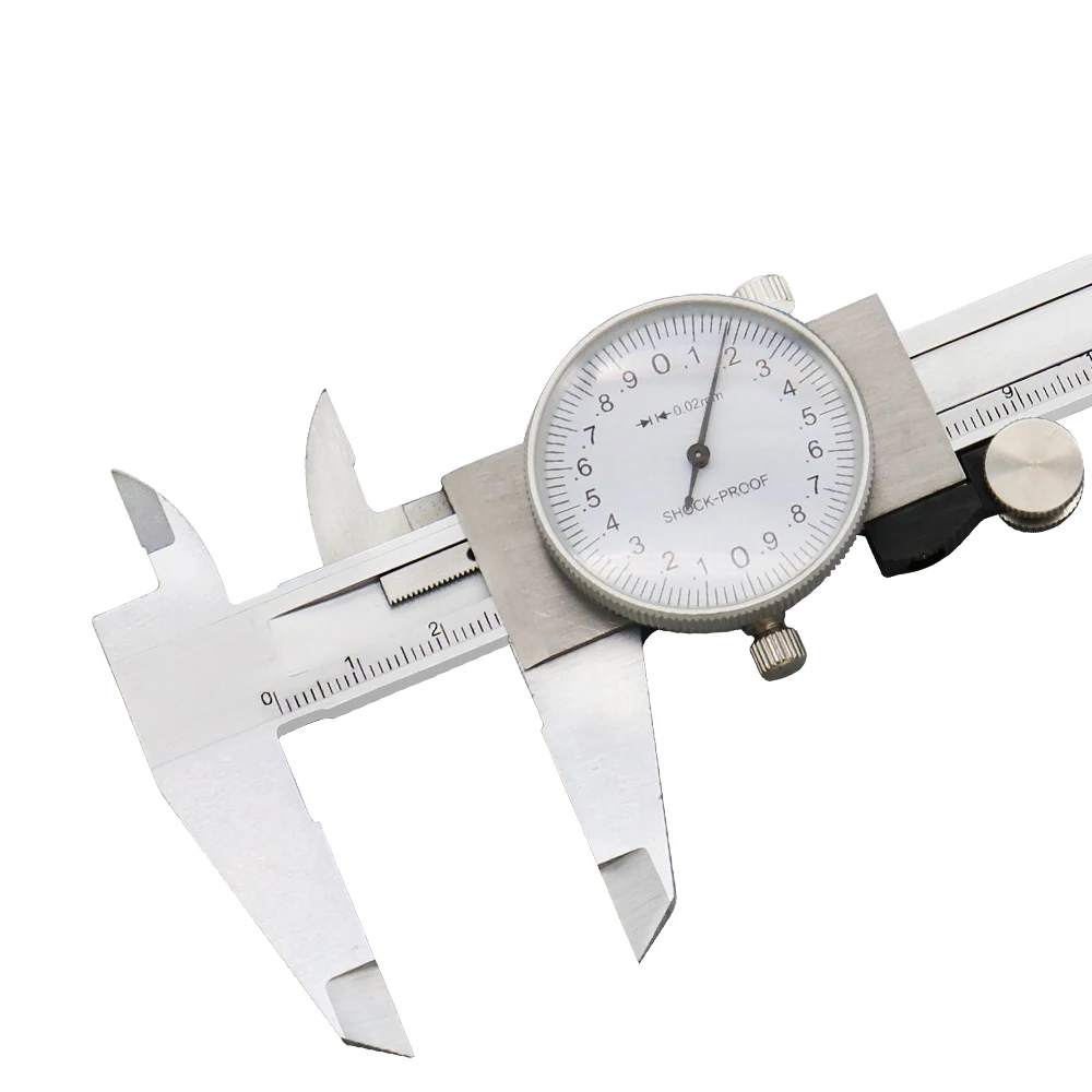 0-150mm 다이얼 캘리퍼스 0.02mm 고정밀, 산업용 등급 스테인레스 스틸, 금속 및 목공용 충격 방지 미터법 측정 도구
