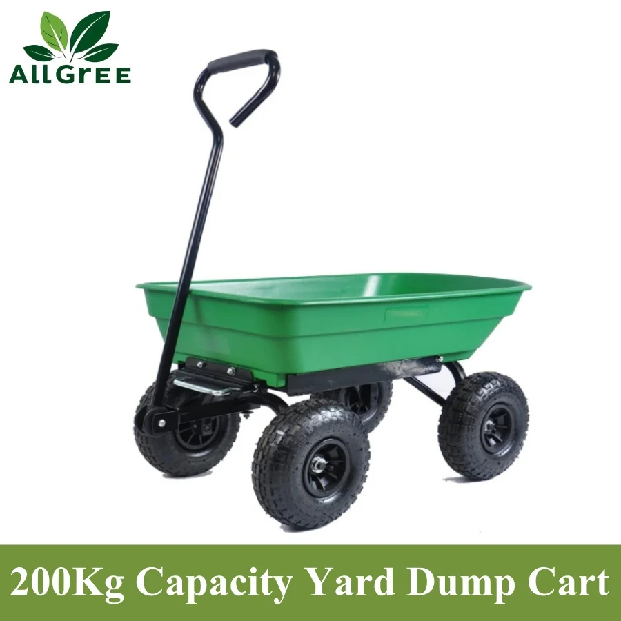 200kg Capacity Garden Cart Heavy Duty Utility Lawn Yard Dump Cart Wagon Carrier with Sturdy Steel Frame Wheelbarrow Garden