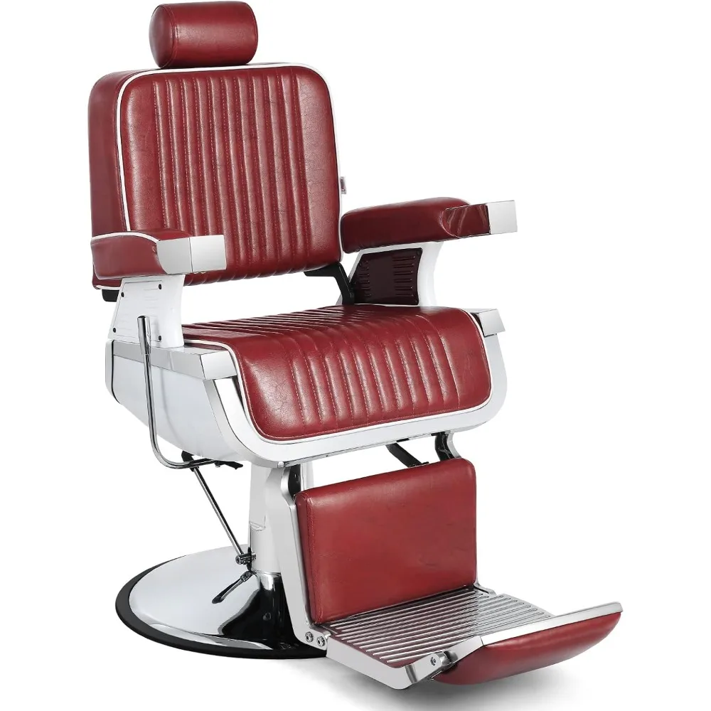 Barber Chair Reclining Hydraulic Barber Chairs Heavy Duty Styling Chairs for Salon Chair Tattoo Chair Beauty Equipment (Red)