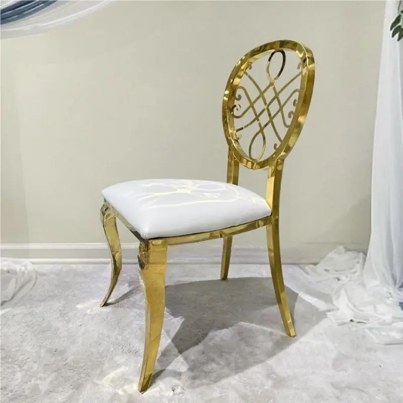 High back stainless steel metal leg wedding banquet living room dining chairs