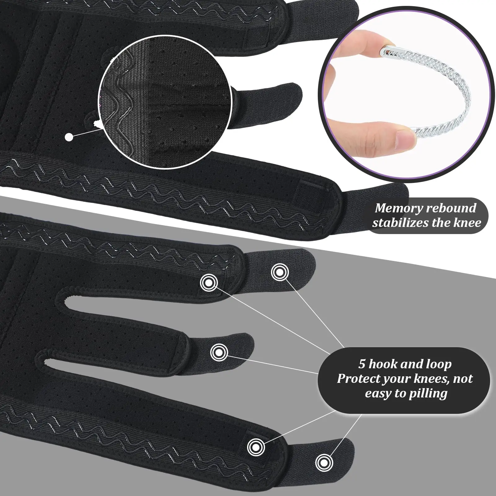 1pcs New Knee Brace With Side Stabilizers & Patella Gel Pads,Knee Support For Cycling,Running,Climbing