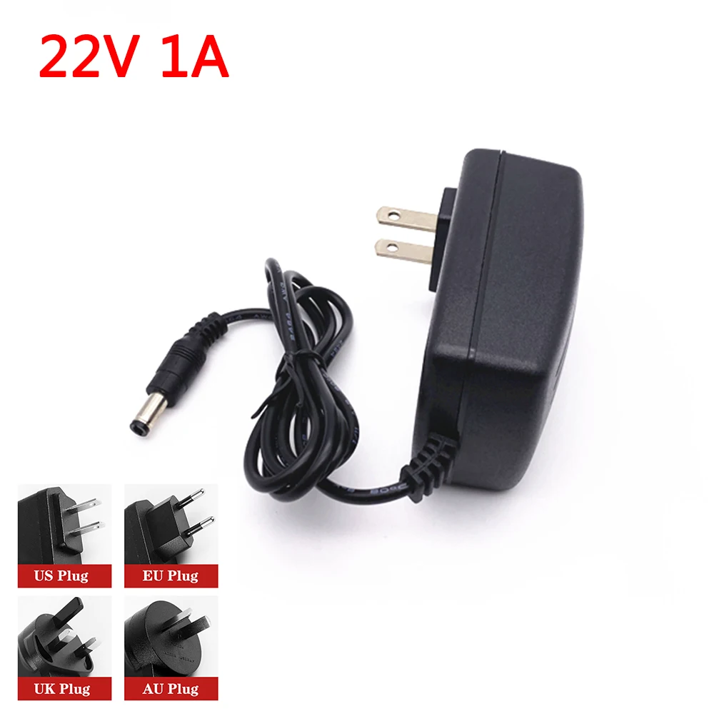 

High Quality DC 22V 1A AC 100V-240V Converter Switching Power Adapter 1000mA Supply EU Plug DC 5.5mm X 2.1-2.5mm