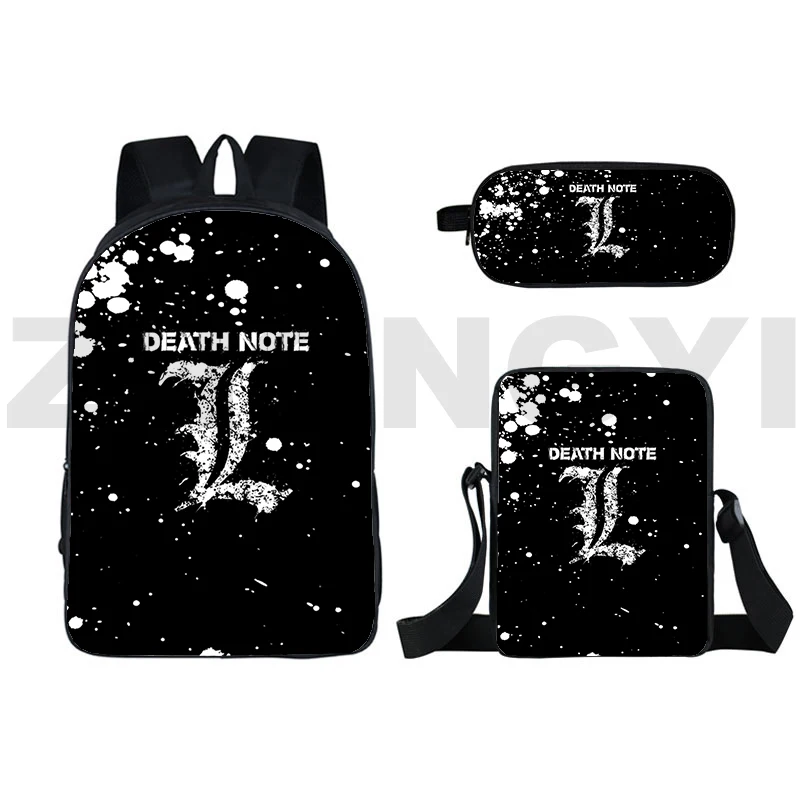 

Death Note Backpack L Lawliet Bookbag 16 Inch 3 Pcs/set School Bagpack Teenager Travel 3D Print Anime Shinigami Ryuk Daily Pack