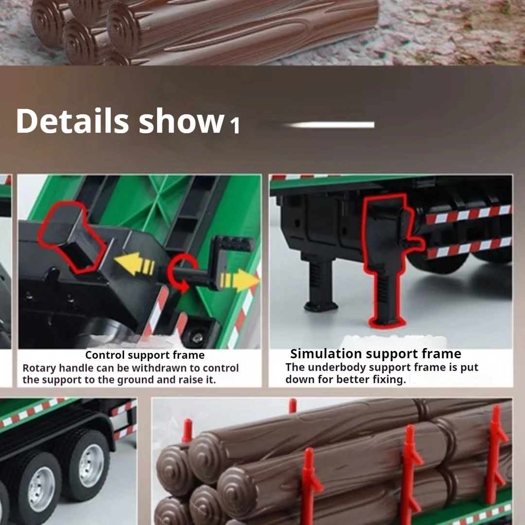 Flatbed Construction Truck Remote Control 9-Channel Lumber Transportation Sound Light Children'S Toys Trucks Gifts 1:18 Metal 6
