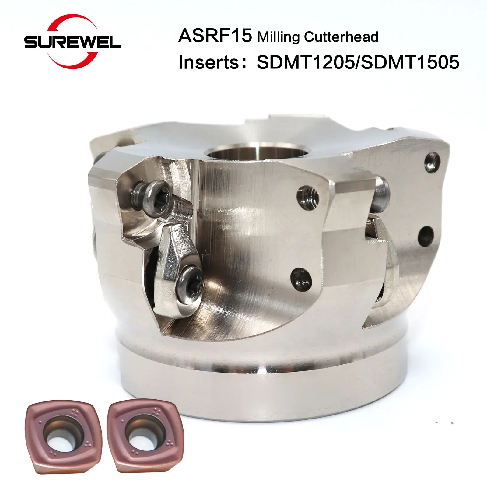 SUREWEL ASRF12 ASRF15 Fräskopf-Schneidwerkzeughalter 50 63 80mm für SDMT1205 SDMT1505 Einsätze Fräsgreifer