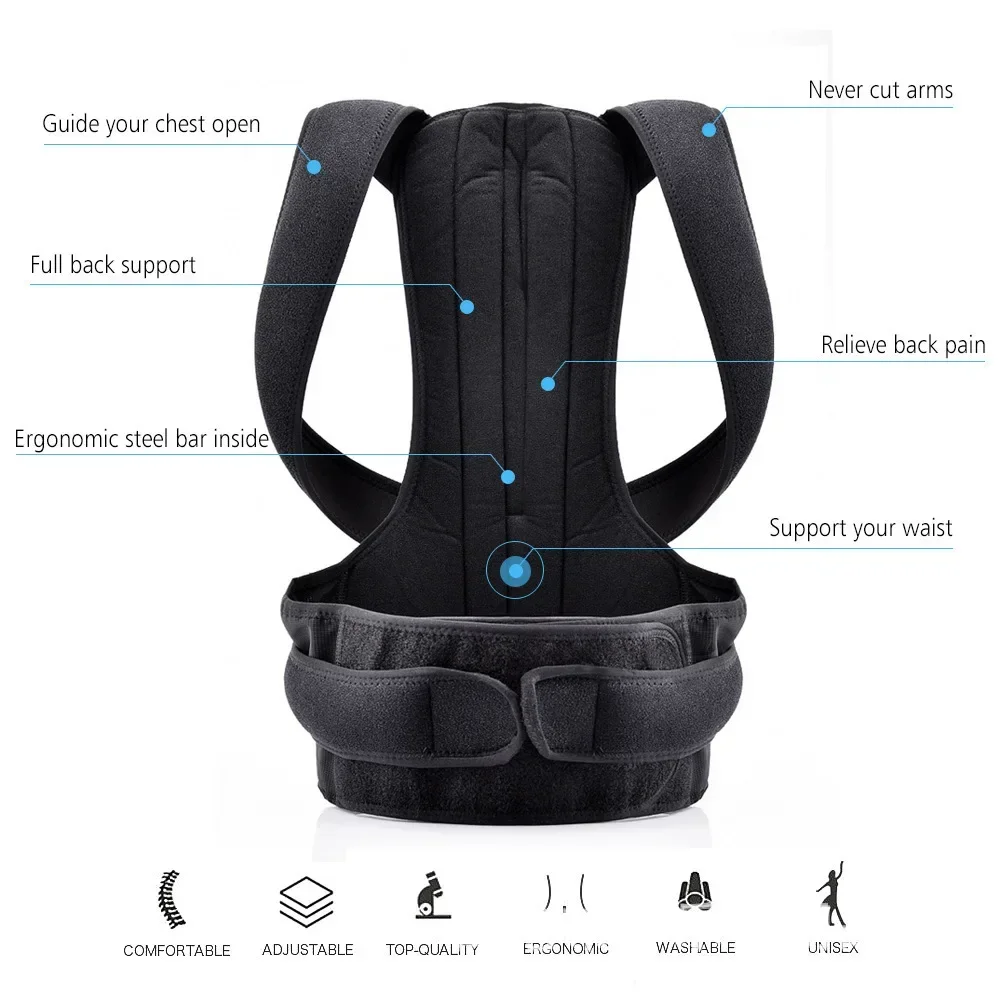 Posture Corrector Male Female Adjustable Posture Corrector Corset Back Brace Belt Lumbar Support Straight Corrector Breathable Back Support S-XXL