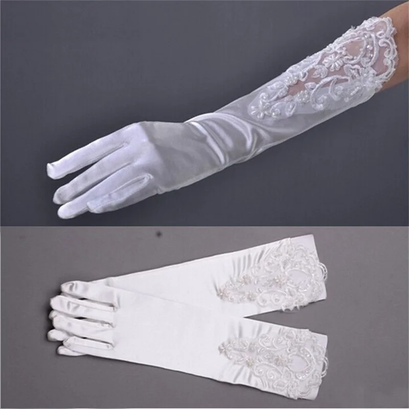 

Brand New Bridal Gloves with Lace Appliqued Fashion Finger White/Ivory Wedding Gloves Elegant Wedding Accessories
