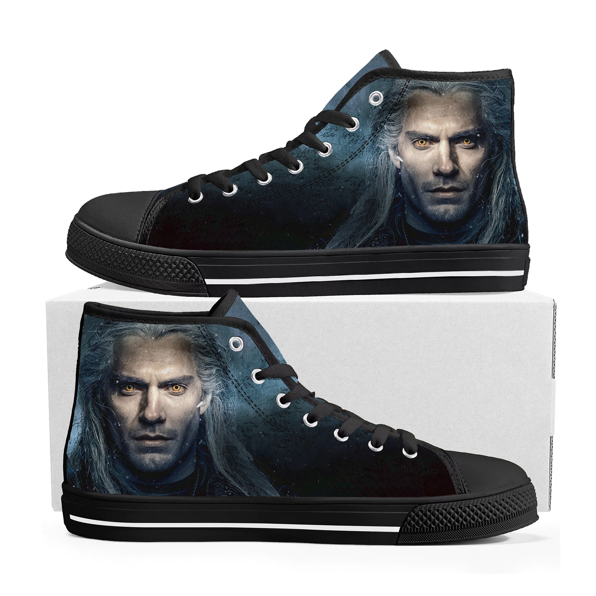 

The-Witcher High Top Sneakers Mens Womens Teenager High Quality Symbol Wolf Canvas Sneaker couple Casual Shoe Customize Shoes