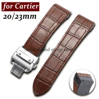 For Cartier Watchband 20mm 23mm Cowhide Leather Watch Strap for Santos 100 Series Soft Wrist Band Folding Buckle Men Bracelets