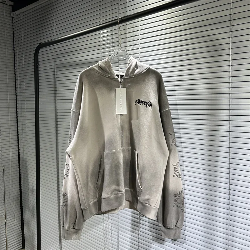 

GRAILZ Loose Hoodie Men Women 1:1 Retro Grey Sweatshirt Hip Hop