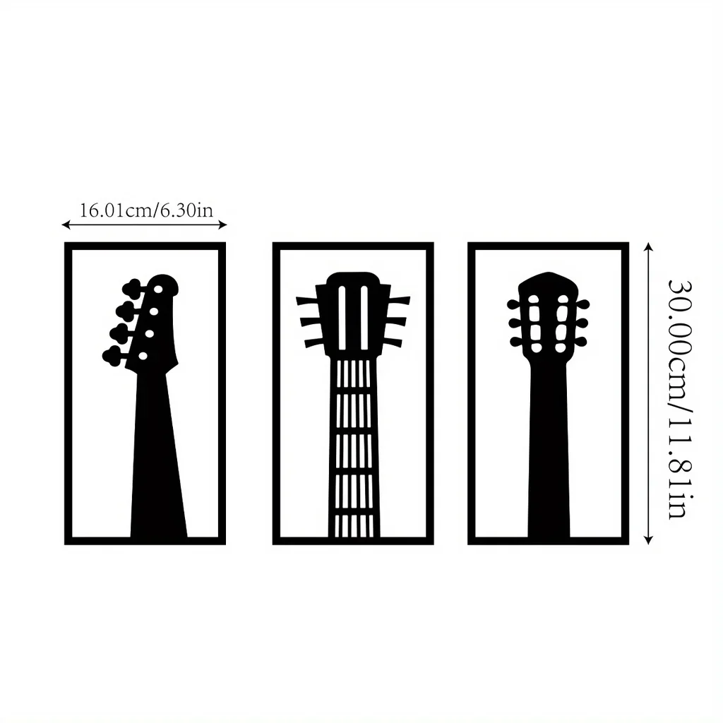 

CIFBUY Decoration 3pc Metal Wall Hanging Art Sculpture Decorative Musical Instrument Home Decor Music Style Metal Background Dec