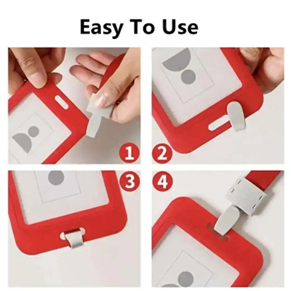 Double Sided Plastic Vertical And Horizontal Id Badge Card Holder Id Pass Holder Name Badge with Neck Lanyard Strap