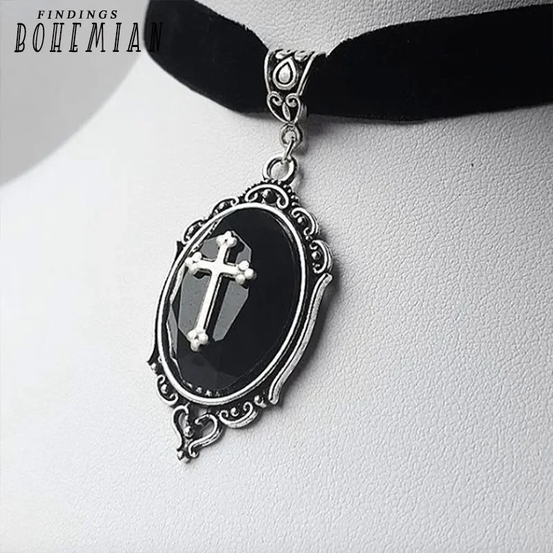 

Gothic Punk Vampire Cross Pendant Black Velvet Necklace