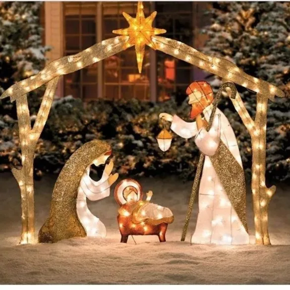 Halloween Thanksgiving Happy Family of Three Into The Courtyard Home Decoration（3pcs-set)