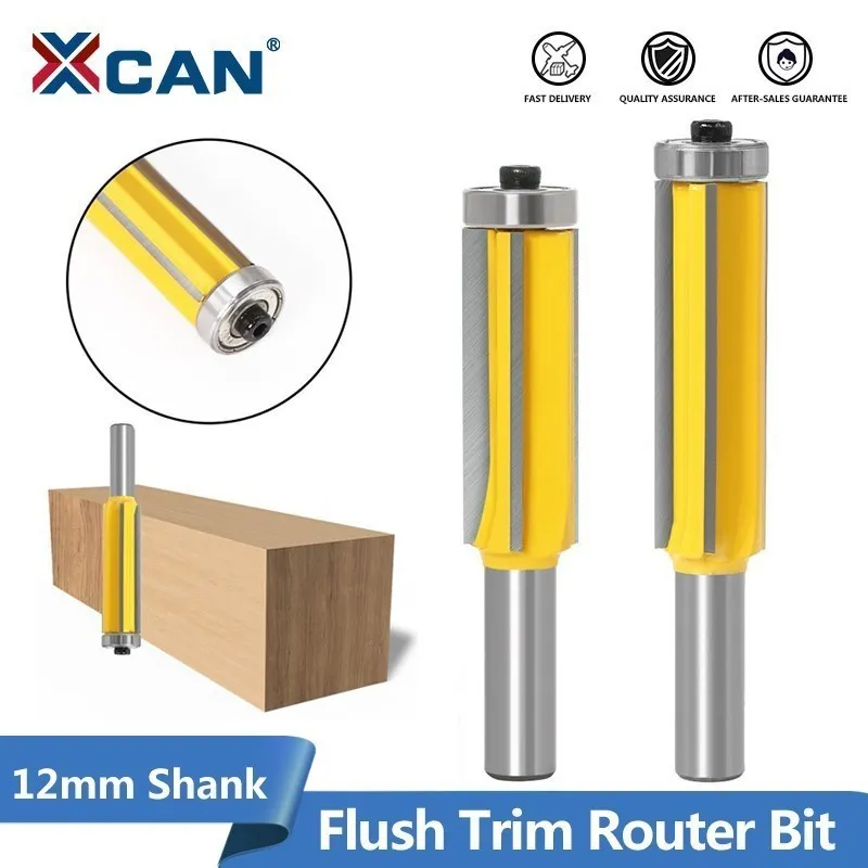 XCAN Fräser 12mm Schaft Flush Trim Router Bit 4 Flöte Muster Holz Router Bit Top Lager Bits Holzbearbeitung werkzeuge