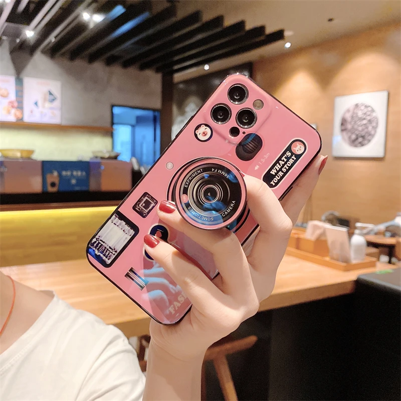 kawaii samsung cases Vintage Camera Ốp Lưng Dành Cho Samsung Galaxy Samsung Galaxy M10 M20 M30 M01 M02s M11 M21s M31s M51 M12 M22 M32 M42 M52 m62 5G Pop Giá Đỡ Bìa Mềm silicone case for samsung