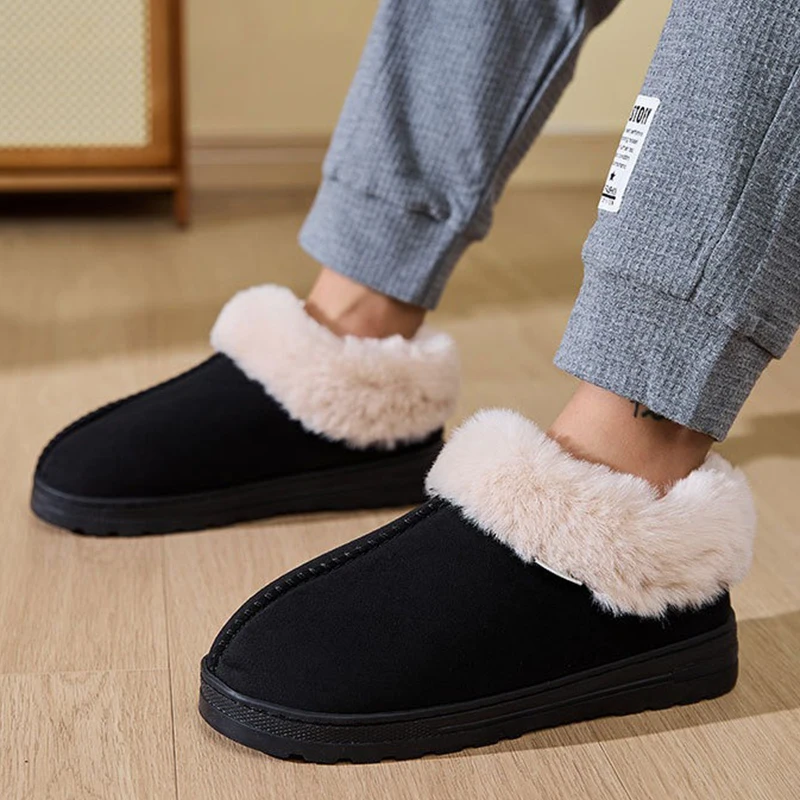 Cozy Fluffy Women's Short Snow Boots Light Thick Sole Cotton Living Room Shoes Women High Quality Non Slip Plush Slippers Woman