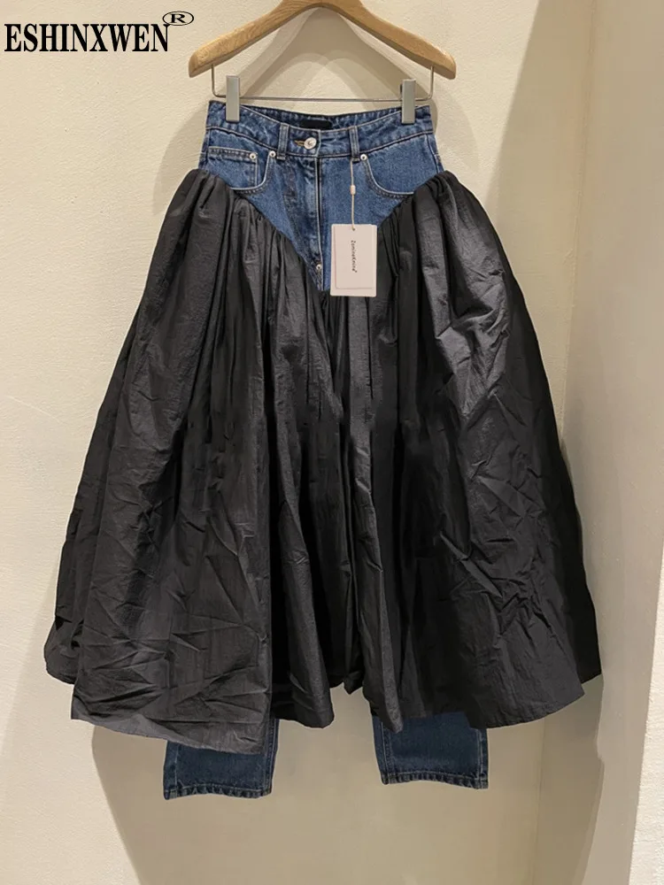 

Eshin 2023 Autumn New Chic Trend Personality Patchwork Jeans Women's Streetwear Designer High Waist Denim Pants Female TH5585