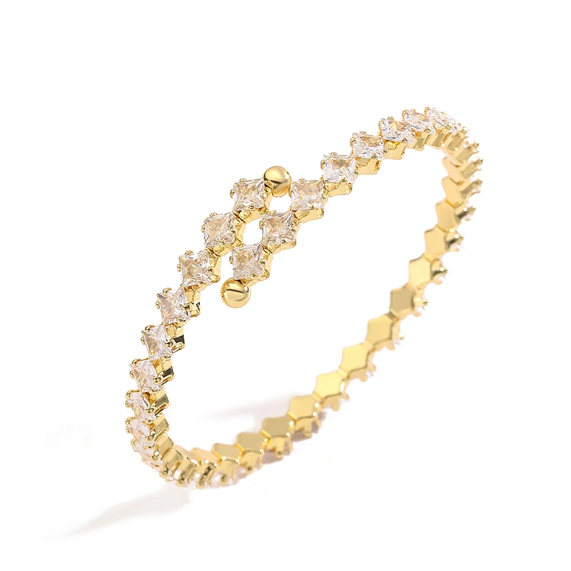 2 Styles CZ Stone Ice Crystal Transparent Light Luxury Ladies Banquet Party Ladies Adjustable Bracelet