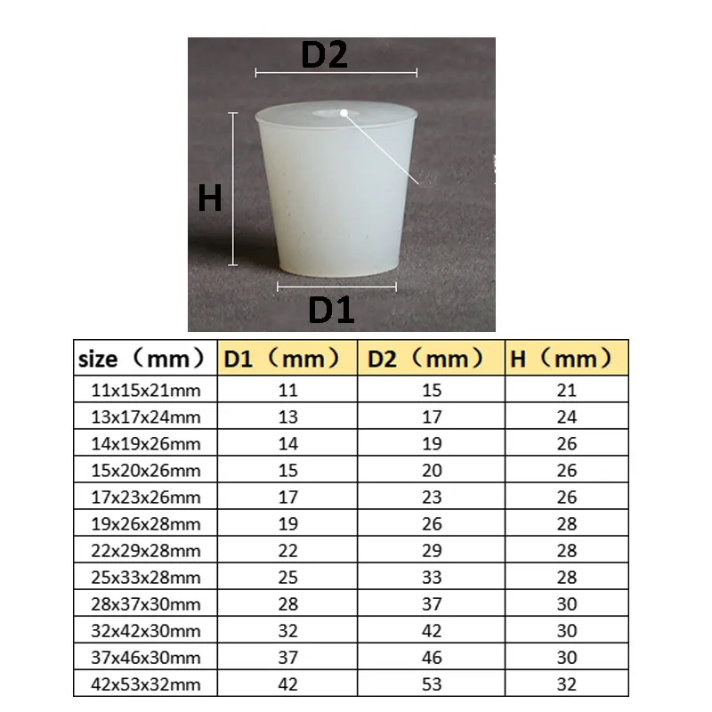 Conical Silicone Plug With Hole Rubber Stopper For Airlock Valve Bottle Stopper Brew Wine Food Grade High Temperature Resistance