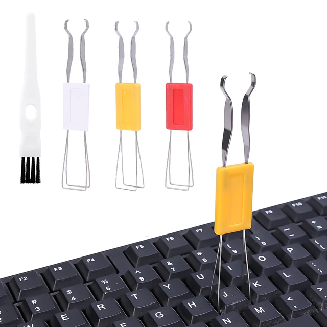 Extractor de teclas de teclado mecánico de 4 piezas con cepillos para  Cherry MX (negro)