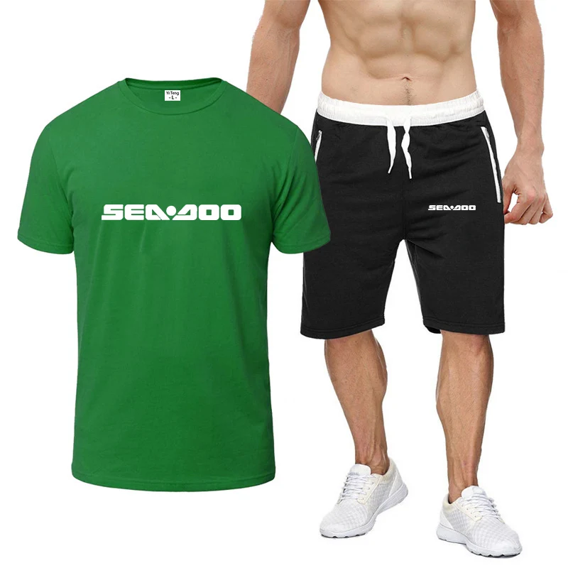 Sea Doo Seadoo Moto Stampato Estate Moda Tuta Da Uomo Abbigliamento Sportivo Tuta Sportiva Manica Corta T-Shirt Pantaloncini 2 Pezzi Set