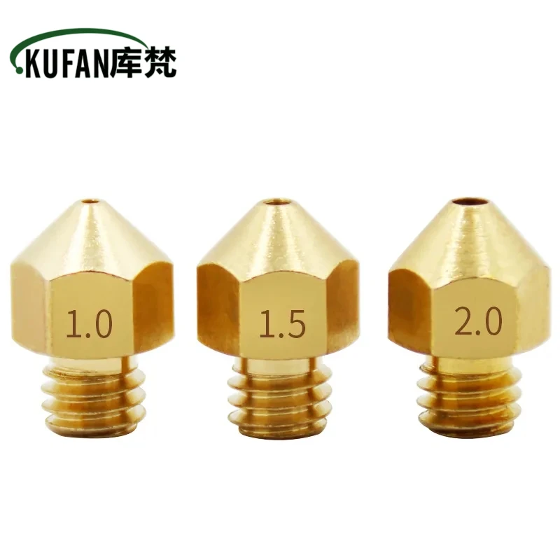 1 Stück M6 Kupferdüsen 1,0 mm 1,5 mm 2,0 mm größerer Durchmesser Düsen für 1,75 mm 3 mm Filament großes Loch Messingdüse 3D-Druckerteile