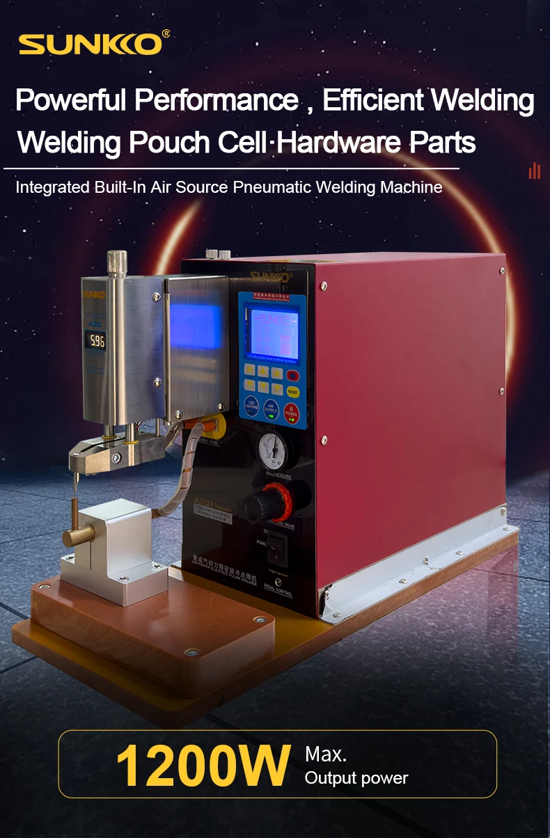 Pneumatic 18650 Lithium Battery Spot Welder 12000W 2000A Industrial Grade SUNKKO A301+ Built in Air Compressor