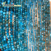 2/3/4MM Faceted Natural Stone Apatite Round Loose Spacer Beads for Jewelry Making DIY Earrings Bracelet Charms Accessories 15