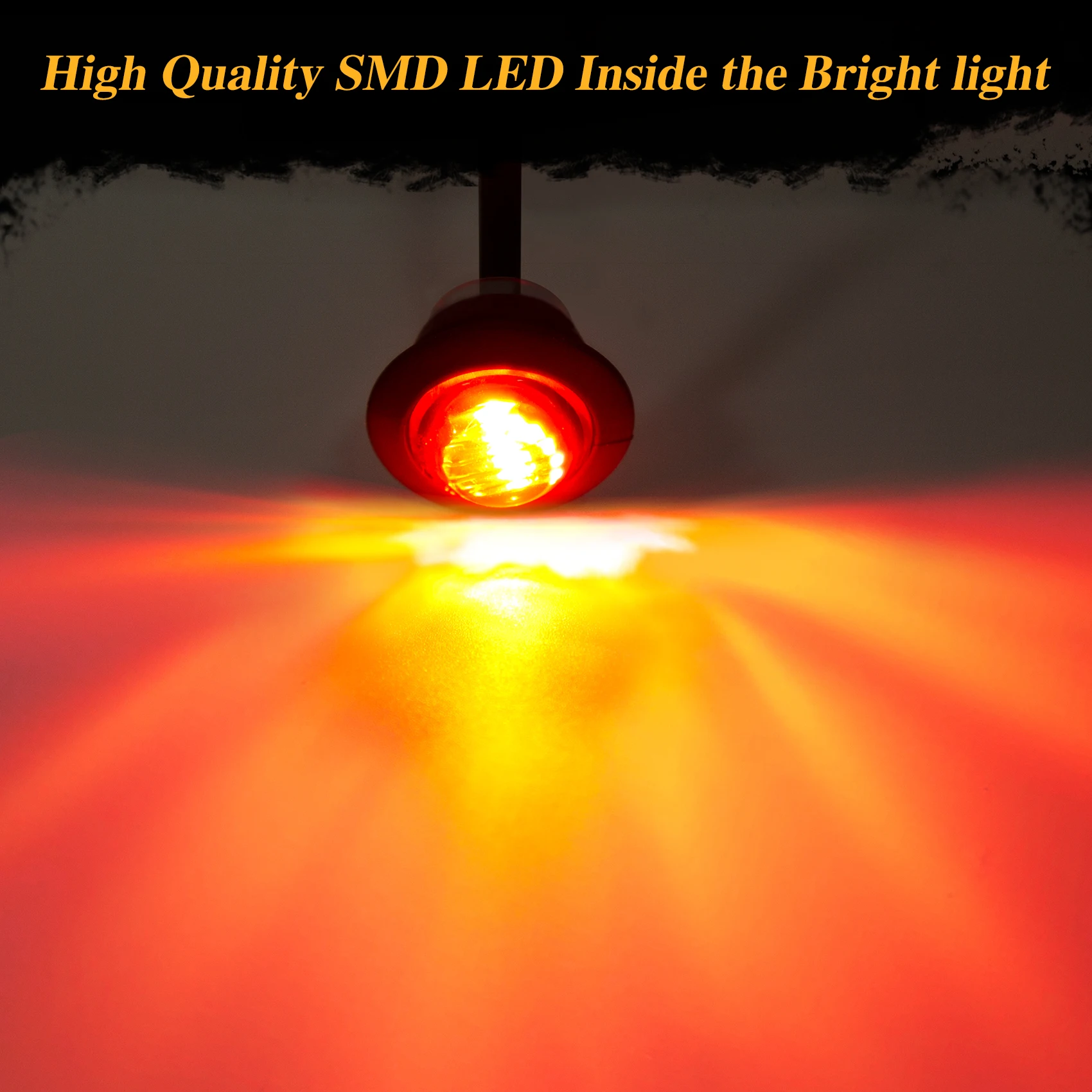 10PCS 24V Geräucherte Runde LED Seite Marker Lichter Freiheit Vorne Hinten Signal Lampe Indikatoren Wasserdicht für Lkw Anhänger boot – Detail 18