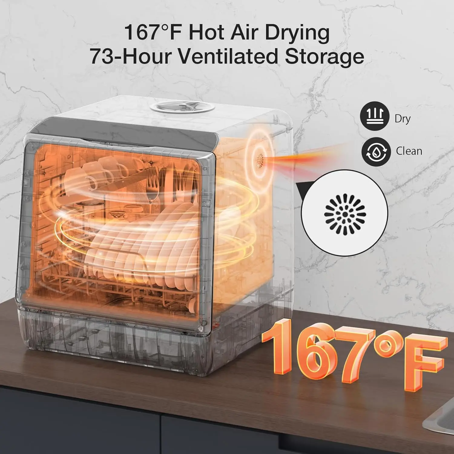 Portable Dishwasher Countertop, WIFI Smart Dishwasher, Compact Dishwashers with 5L Built-in Water Tank, 6 Programs, 360&deg; Dual