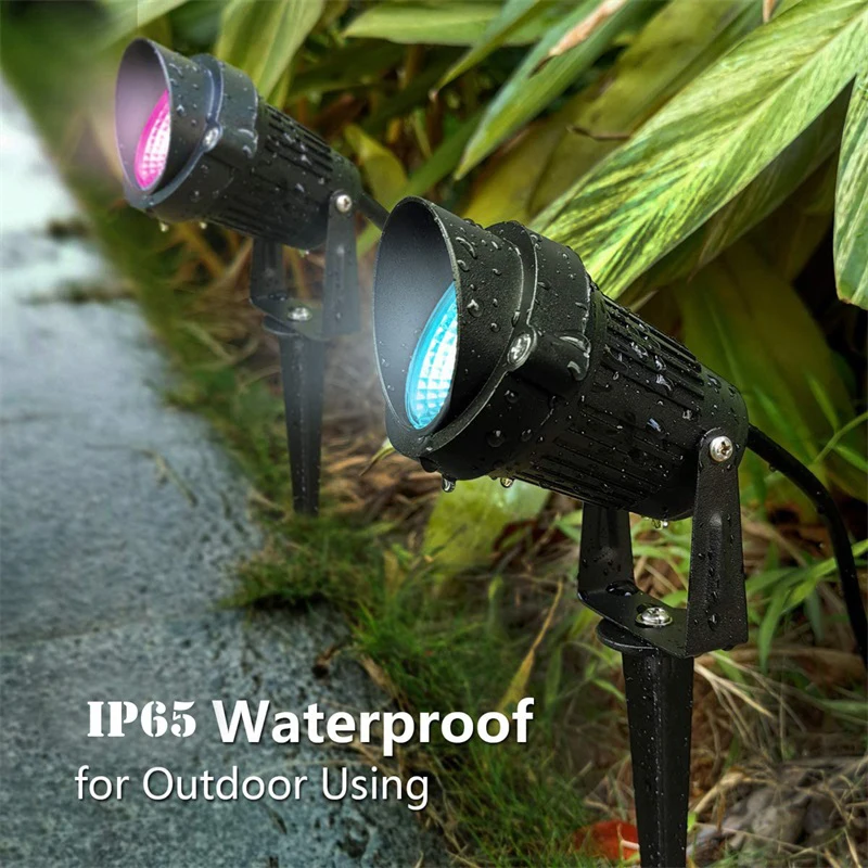 Lawn Lamp LED Lawn Lamp Outdoor Garden Light 10W RGB IP65 Waterproof Spike Spotlight Landscape Lighting For Yard Path Tree Ground 12V 220V