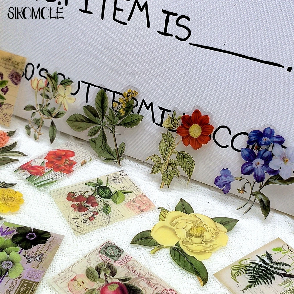 50PCS Tinte Blume Transparent Aufkleber Buch Anlage INS DIY Tagebuch Dekorative Konten Laptops Skateboards Graffiti Aufkleber Pack – Detail 1