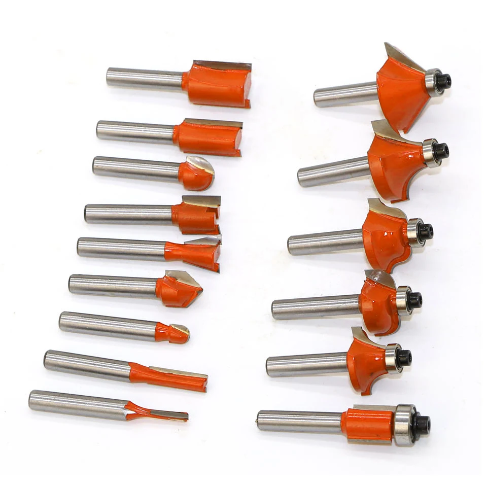 VACK 15 개/대 목공 도구 밀링 커터 1/4 ''/8mm 목재 커터 용 생크 카바이드 라우터 비트 frezy Cutting metal fresas