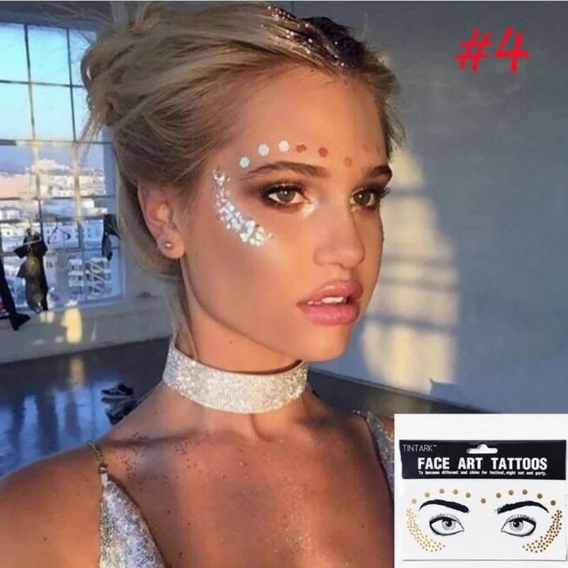 

1pack Face flash tattoo Festival Party Body Glitter face art tattoo Sticker eye decals Eye shadow Freckles concealer Dot pattern