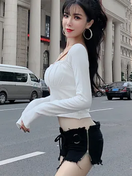 651 New Summer Europe and America Fashion Sexy Hottie Low Waist Ripped Ladies Denim Shorts Zip Up Lace-Up Hot Pants Jeans 5