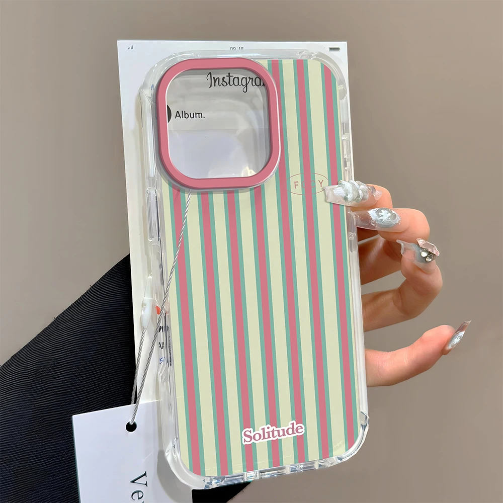 Korean Fashion Pink Texture Clear Phone Case