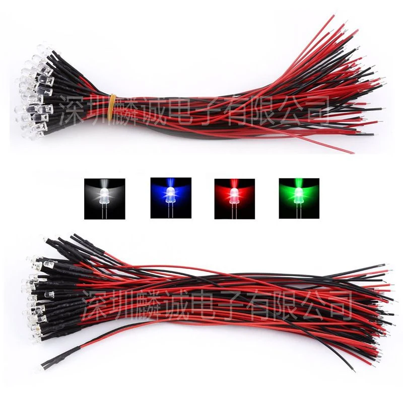 10pcs Transparent LED Diodes DC 3V-12V 3MM 5MM Red/Green/Blueellow/White/RGB Pre-wired Toys Electronic Products LED rectifier diode
