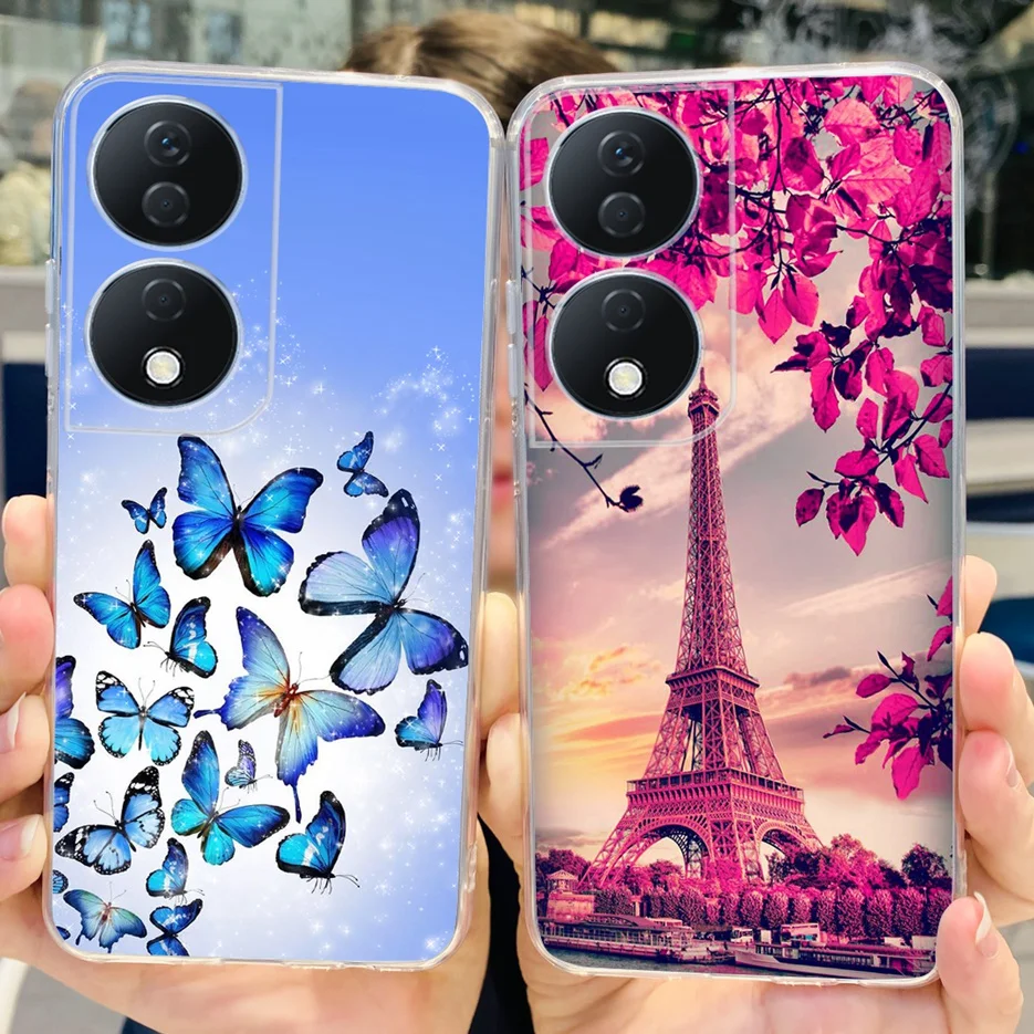 Cute Cat & Butterfly Painted Soft Silicone Phone Case -