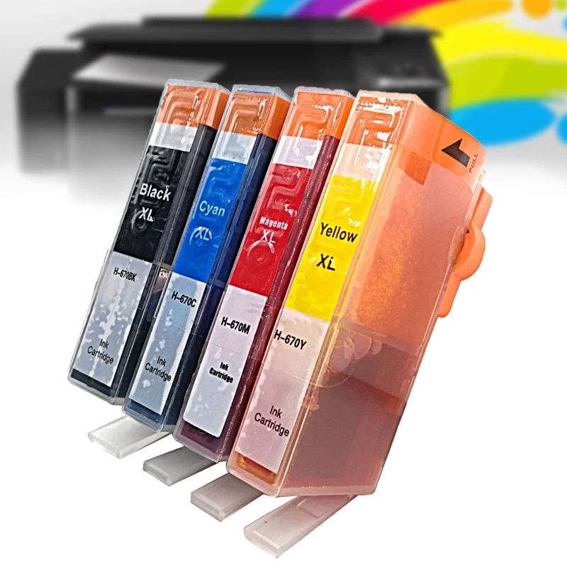 

New Ink Cartridge 3525 4615 4620 4625 5525 6526 Suitable For HP HP670BK/C/M/Y Printer Printing is Clear and Smooth Four Color