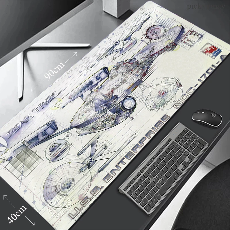 Grande Mousepad Grandes Almofadas de Teclado Tapetes de Mesa do Computador Portátil Tapetes Anti-deslizamento Tapete de Mesa Geek Mouse Pad Espaçonave Desenho Tapete