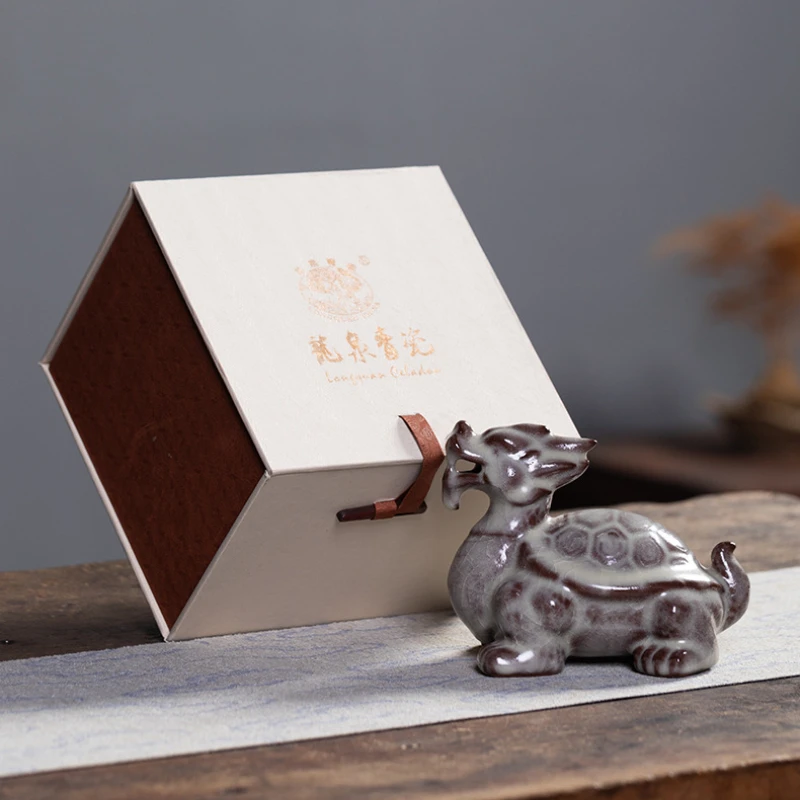 Pork Fat Jelly Celadon Dragon Turtle Tea Pet Vintage Tea Sculpture Tea Figurine Play Toys Tea Statue Ornament Can Be Raised Gift