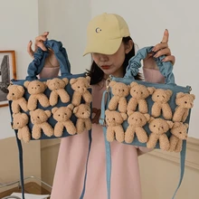 

Autumn Winter 2022 New Fashion Lovely Three-dimensional Bear Messenger Bag Women Cartoon Bags Doll Bear Handbag