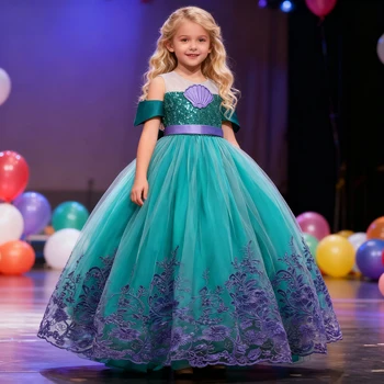 Elegant Mermaid Party Dress for Girls Cosplay Halloween Christmas Costumes Wedding Birthday Perform Princess Prom Girl Dresses 1