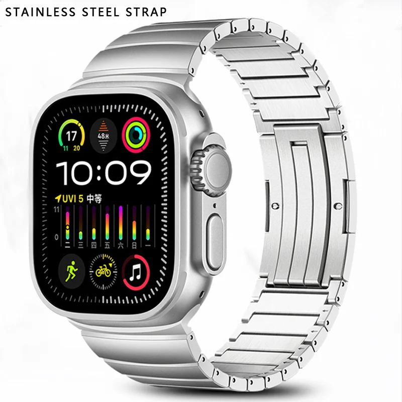 Stainless Steel Metal Strap For Apple Watch Ultra 2 49mm 45MM 45mm 42 41MM for iWatch Series 9 8 7 6 5 4 se 3 2 1 40MM bracelet