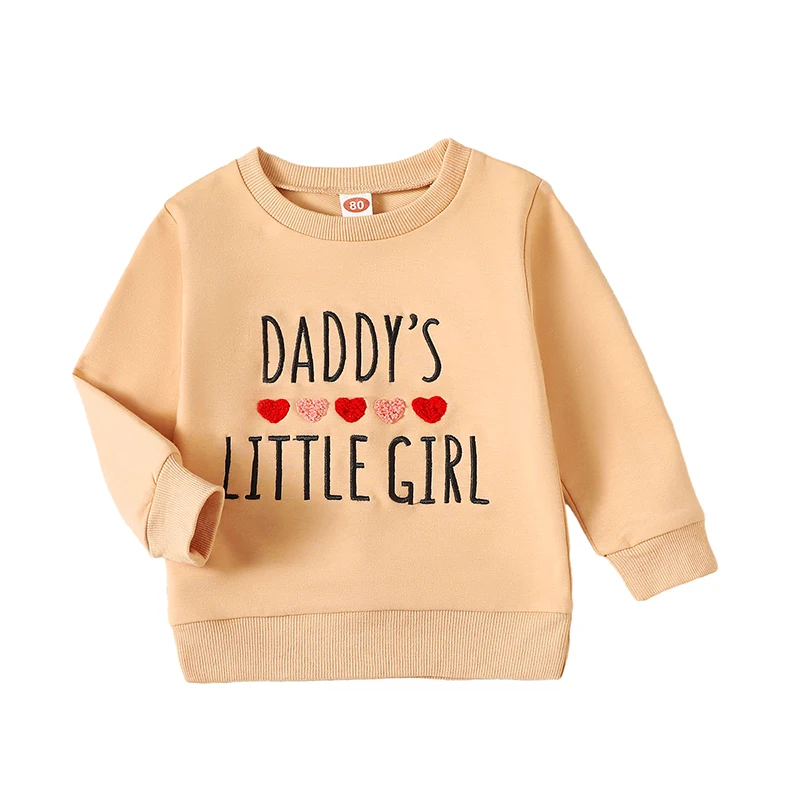 Toddler Girl Sweatshirts Long Sleeve Round Neck Letter Embroidery Pullovers Spring Tops