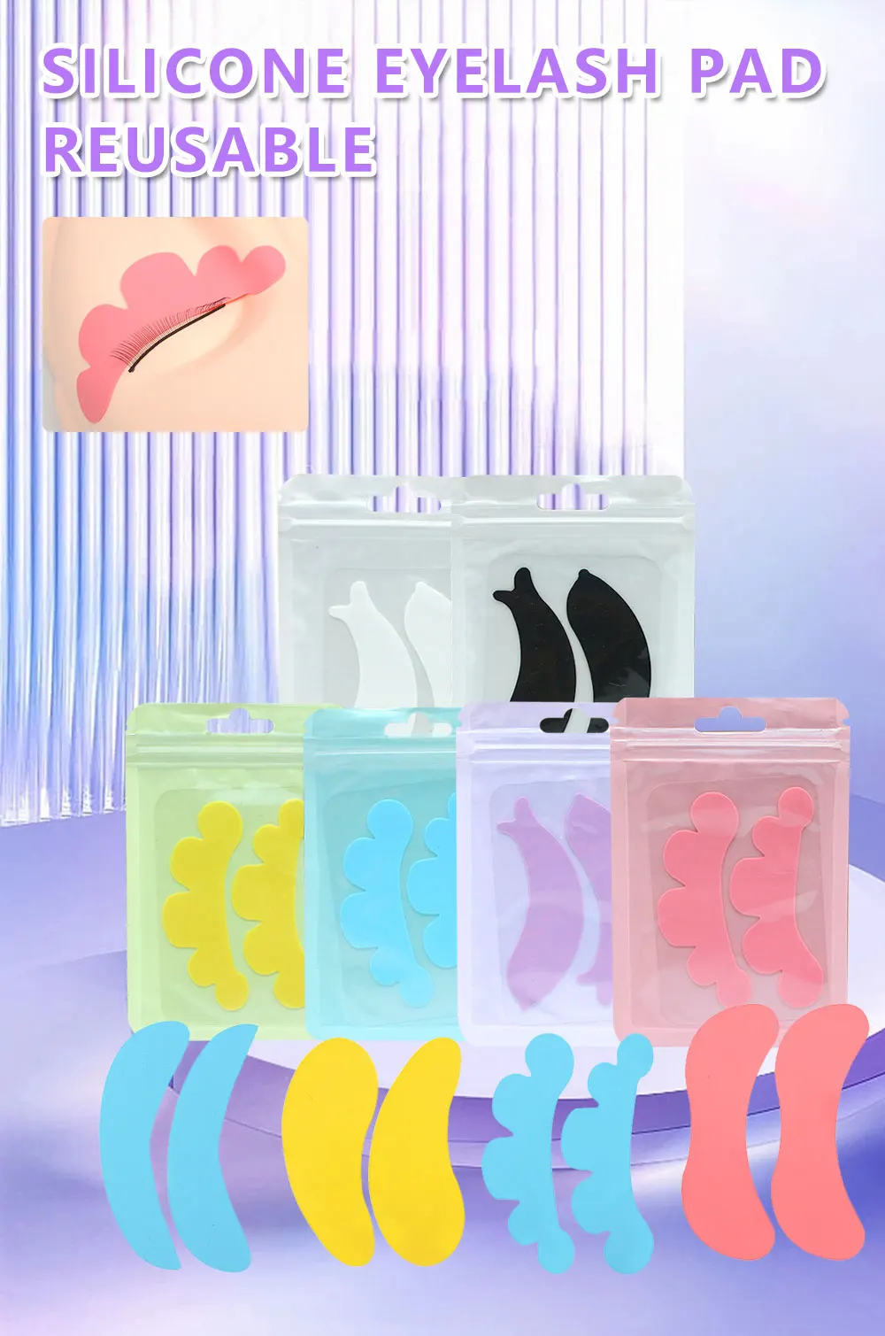 NICOO Wiederverwendbare Silikon-Augenklappen, Wimpernverlängerungs-Patch, Make-up-Tools, Wimpernlift-Pads, Silikon-Augenpads für Wimpernverlängerung – Detail 1