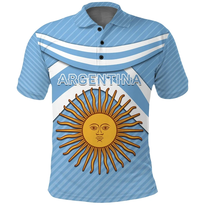 Argentina Flag Map 3D Stampato Polo Per Uomo Abbigliamento Moda Sport Manica Corta Cappotto Di Braccia Polo Jersey Maschio Top